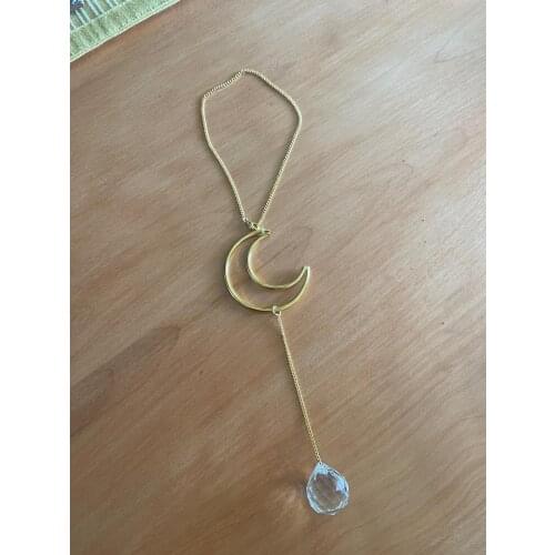 Moon Rear View Mirror Crystal Prism Sun Catcher, Rainbow Maker, Crescent Moon Sun Catcher, mini Crystal Sun Catcher