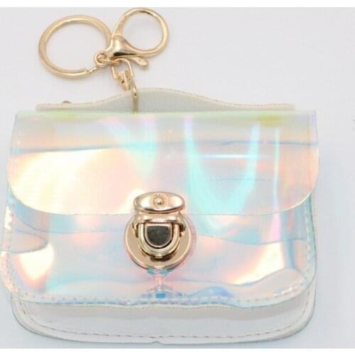 Candy Color Coin Purse Plug Lock Mini PVC Handbag with Golden Pendant for Women New
