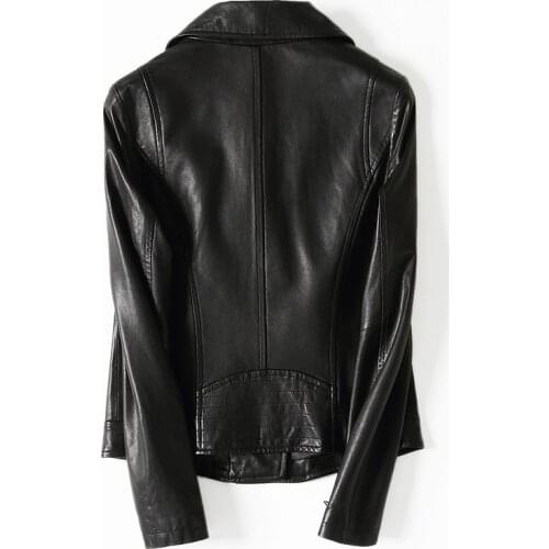 Leather Genuine Jacket Women Motorcyle Natural Sheepskin Coat Female Short Autumn Real Leather Womens Jacket 69004LW373 's