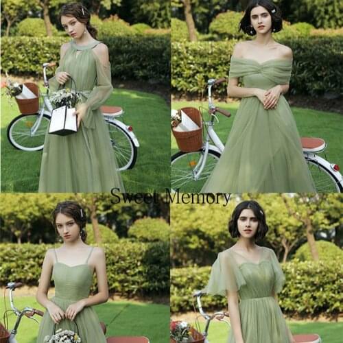 Custom Made Sweet Memory Womens Dresses Long Green Bridesmaid Dress Robe Mariage Wedding Party Prom Gown Vestido Fiesta Mujer