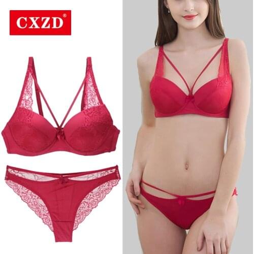 CXZD womens sexy underwear set lingerie bra set lace sexy top push up plus size bra set of and panty set bralette