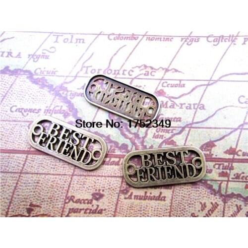 10pcs--Best friend charms,Antique bronze best friend charm pendant,best friend Connector,35x16mm