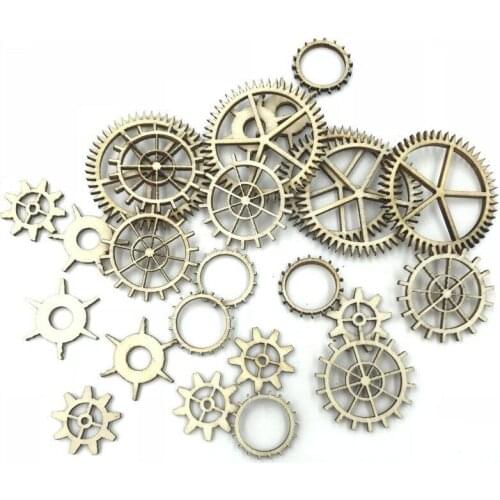 100pcs Natural Wooden Mixed Size gear crafts decoration Handicrafts Scrapbooking Crafts
