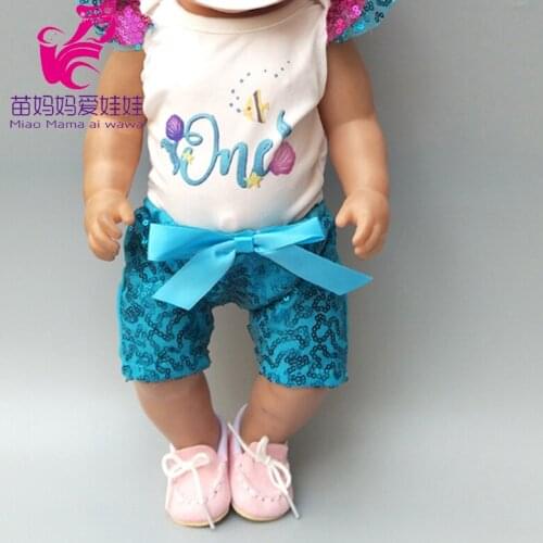18 inch Doll clothes shirt pants headband set for baby doll ocean sea sequin dress doll head crown accessories