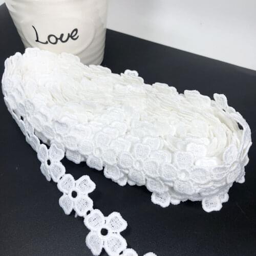 20yard 2.2cm High Quality Milk Silk Embroidery White Cross African Lace Frbirc Ribbon Diy Sewing Trim Wedding Skirt Accessories