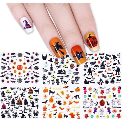 24 pcs Halloween 3D nail stickers pumpkin ghost bat witch female stickers decals decoration