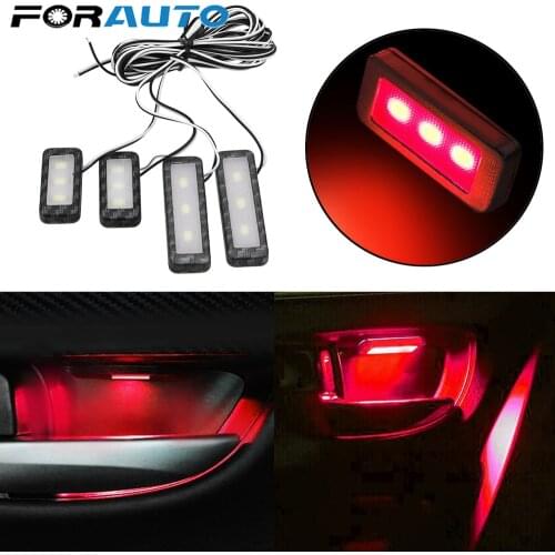 4Pcs Universal LED Inner Bowl Light Armrest Interior Door Handle Lighting Handrail Lights Decorative Lamp Bulb Car Lights
