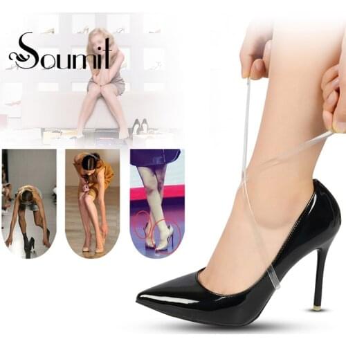 5 Pairs High Quality 58CM Invisible Elastic Transparent Ankle Shoes Bands Shoelace with Button Safety Clip for High Heel Shoes