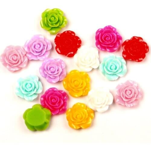 50Pcs 20mm Mixed Flower Resin Decoration Crafts Beads Flatback Cabochon Scrapbook DIY Embellishments Accessories