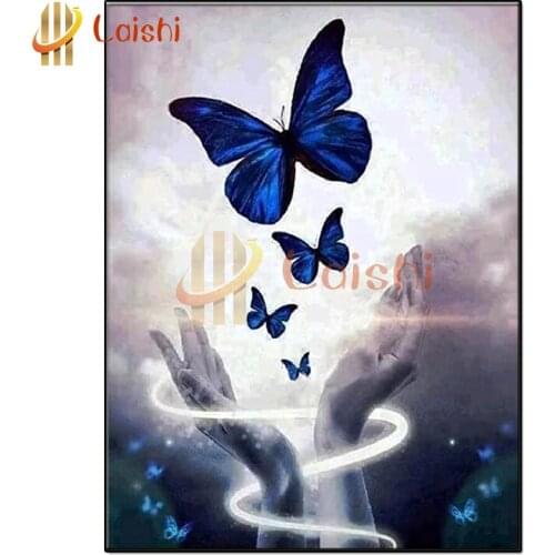 5D square round stones Hand holding butterfly, animal full diamond embroidery diamond painting mosaic pattern hobby needlework