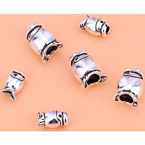 925 pure silver beads, on the cross-dressing halibut small fish beads, handmade string beads material bracelet accessories