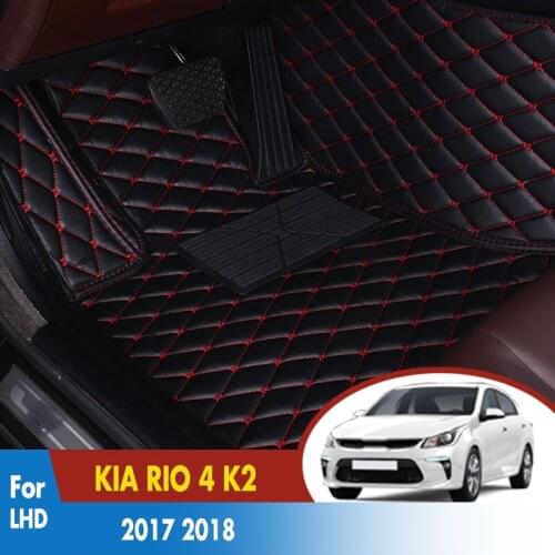 Car Floor Mats For KIA RIO 4 K2 2019 2018 2017 Leather Rugs Dash Mats Cargo Liners Pads Auto Interior Accessories
