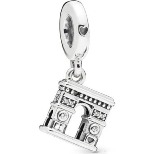 Authentic 925 Sterling Silver Bead Arc de Triomphe Dangle Charm Fit Fashion Women Pandora Bracelet Bangle Gift DIY Jewelry