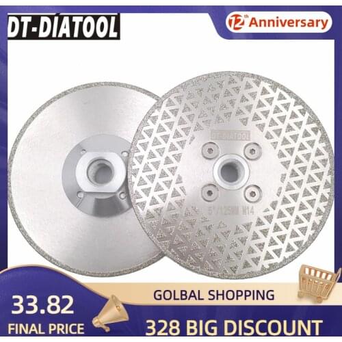 DT-DIATOOL 2pcs 5"/125mm Electroplated Diamond Cutting And Grinding Discs Single Grinding Side Saw Blade For Granite Tile Marble