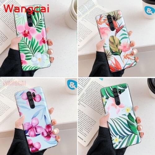 Flower Leaf Case For Xiaomi Redmi Note 8 7 6 5 Pro Soft IMD Cover with Holder Stand Vintage art leaves Coque For Redmi Note8Pro