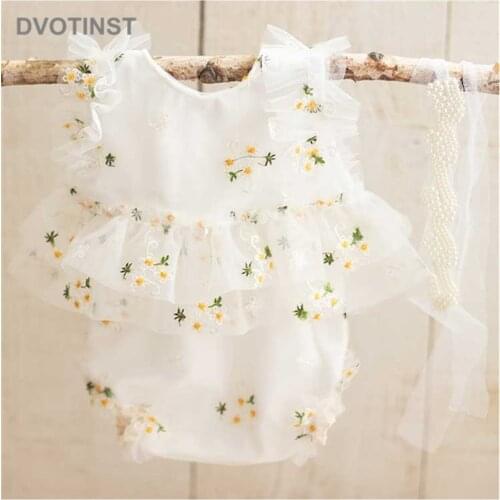 Dvotinst Newborn Photography Props for Baby Girls Lace Floral Outfits Dress Headband Fotografia Accessories Studio Photo Props