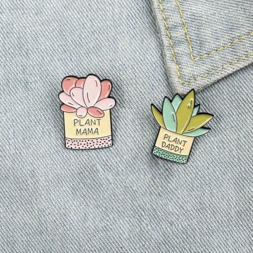 Little Garden Enamel Pins Custom Plant Mama Daddy Brooches Bag Clothes Lapel Pin Gardening Badge Jewelry Gift for Kids Friends