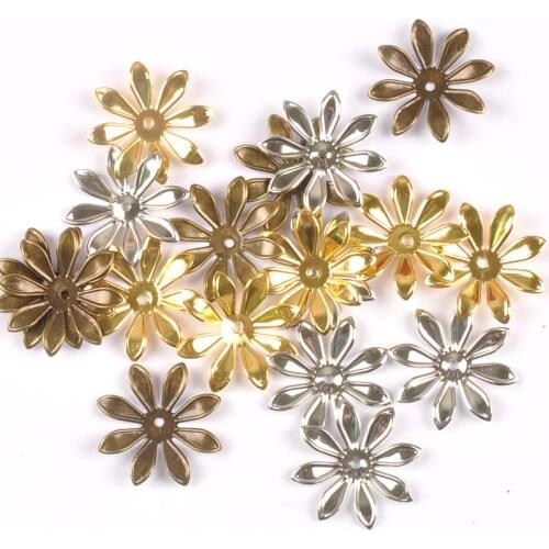 26mm 20pcs Gold Silver Bronze Flower Connectors Filigree Wraps For DIY Scrapbook Home Decor Embellishments Metal Crafts yk0771