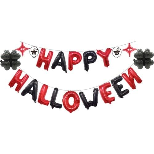 Behogar Happy Halloween Letter Banner Aluminum Foil Balloons Decorations Kit for Halloween Party Decor Supplies