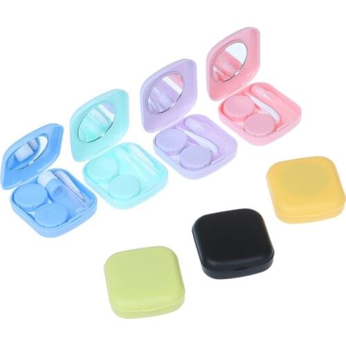 1 pcs Pocket Portable Mini Contact Lens Case Easy Carry Make Up Beauty Pupil Storage Box Mirror Container Travel Kit Cute Style