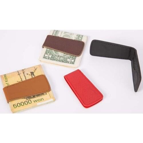 Retro New Cow Leather Unisex Solid Magnet Wallet Money Clip Bags Mini Thin Small Check Cash Pocket Card Srorage Women Men Gifts