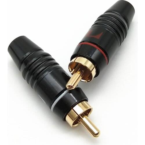 Nakamichi welding copper Gold Plated RCA Male plug Connector adapter for AV Audio Vidio Wire Connector plug Wire diameter 6.4MM