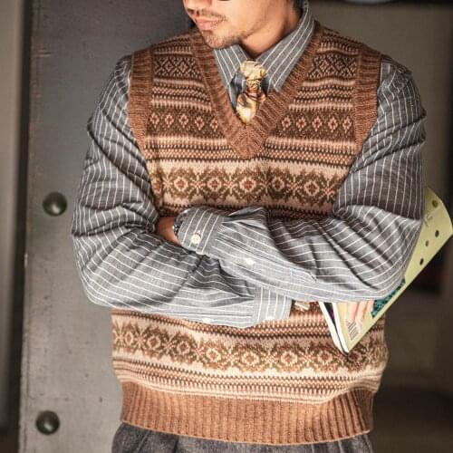 MY-0008 Genuine 100% Wool, Vintage Top Quality Waistcoat Fair Isle Vest, Asian Size, Read Description Before Order
