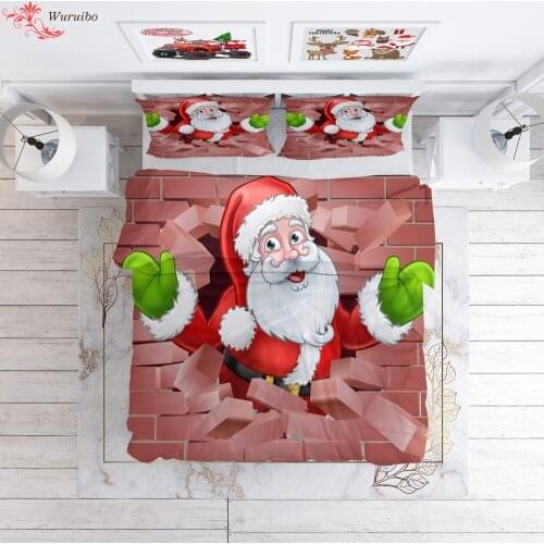 Cartoon Christmas Bedding Set Cute Santa Claus Duvet Cover Soft Winter Quilt Covers with Pillowcase Kids Gifts Bedroom Bed Linen