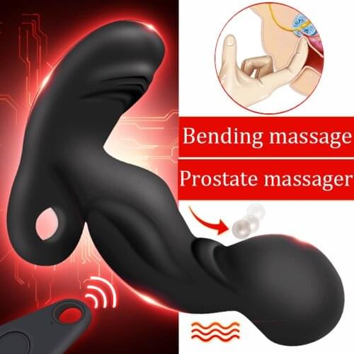 Wireless Remote Control Head Bends Male Prostate Massage Vibrator 7 Speed Tickling Vibrating Anal Plug Gay Anal Sex Toys For Men