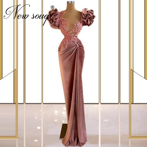 Newest Crystals Evening Dresses With Flowerts Arabic Vestidos De Fiesta 2021 Mermaid Long Prom Dresses Celebrity Evening Eear