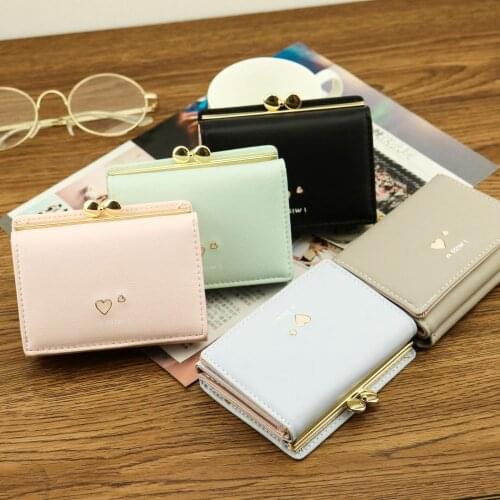 2020 New Short Womens Wallet Korean Students Cute Fresh All-match Solid Color Lovely Folding Wallet