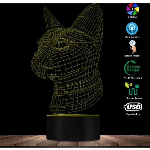 Lovely Cat Head Novelty Night Light 3D Handmade Bedroom Table Lamp Decor Lighting With Color Changing Gift Idea For Pet Lover