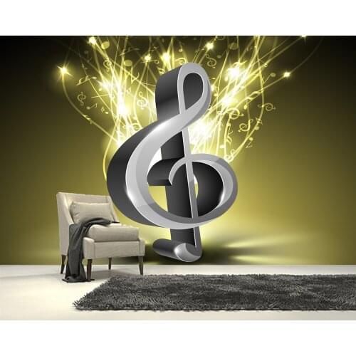 Papel de parede Glowing abstract musical notes mural photo wallpaper,restaurant living room TV sofa wall bedroom custom murals
