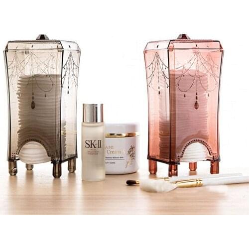 Transparent Cotton Pad Storage Box Makeup Organizer Plastic Box Organizador with Cover Cotton Swab Dustproof Removable Finishing