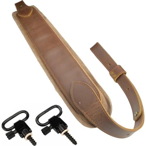 Hunting Gun Accessories Wine Red Leather Rifle Sling Tactical Shotgun Strap Shoulder Padding For Shooting Adjustable 83-105CM