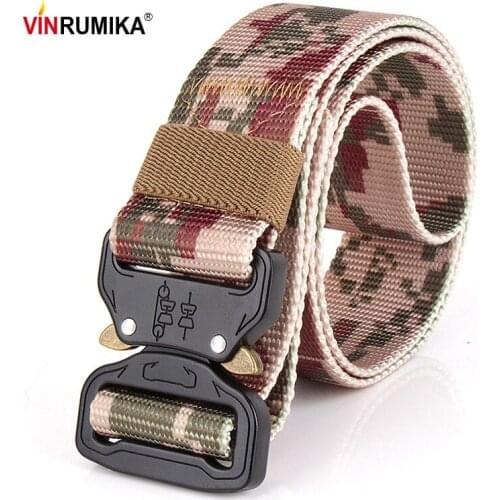 Europe Tactical Military Equipment Army Belt Men SWAT Metal Knock Off Camouflage Combat Belt Sturdy 800D Nylon Belt Width 3.8 cm