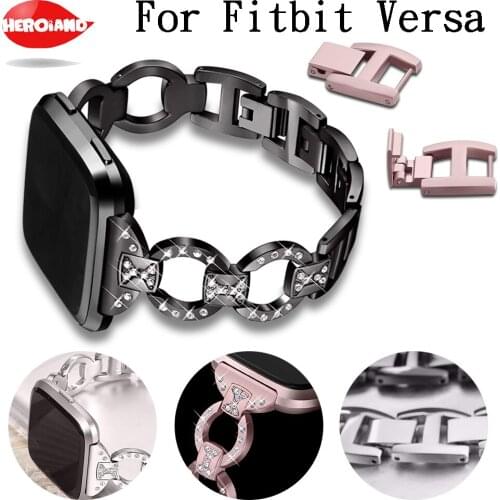 Strap For Fitbit Versa Bracelet Wrist meatalBand Smart Accessories Belt Luxury Replacement watchband 2018 Luxury with rhinestone