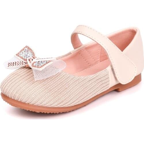 Girls Mary Jane Flat Dress Shoe for Toddler Little Kid Party School Loafers Spring Summer Rhinestones Bowtie Girls Sandals