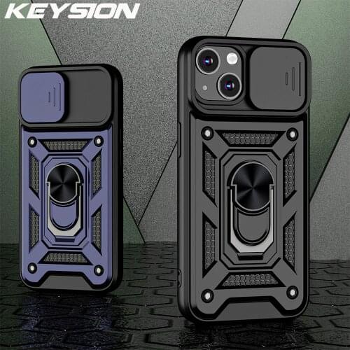 KEYSION Shockproof Case for iPhone 13 Pro Max 12 11 X XS XR Push Pull Camera Protection Phone Cover for iPhone SE 2020 8 7 Plus