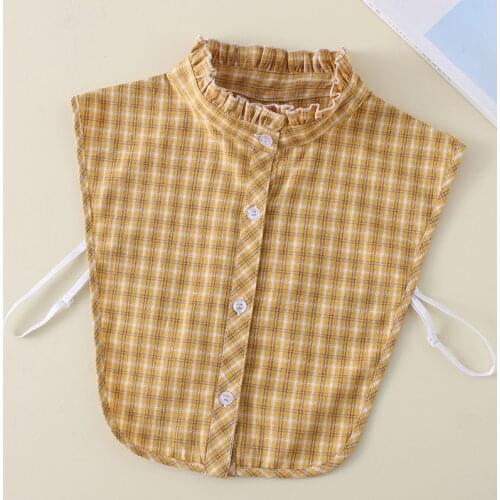 Harajuku low collar versatile plaid shirt Detachable Women Fake Collars Half Shirt Blouse False Collar for Faux Ties Accessories