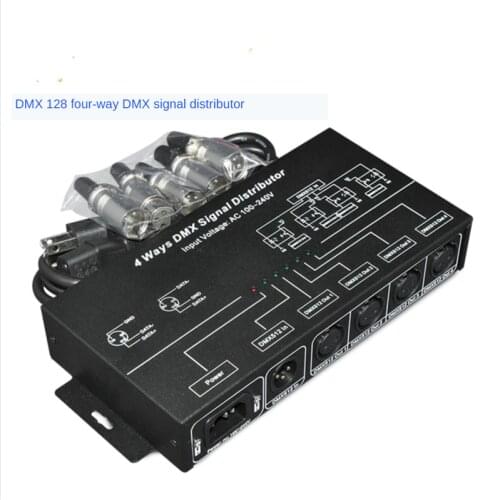 DMX Signal Amplifier Repeater DMX Splitter 4 Output Ports AC 100-240V DMX Controller 512