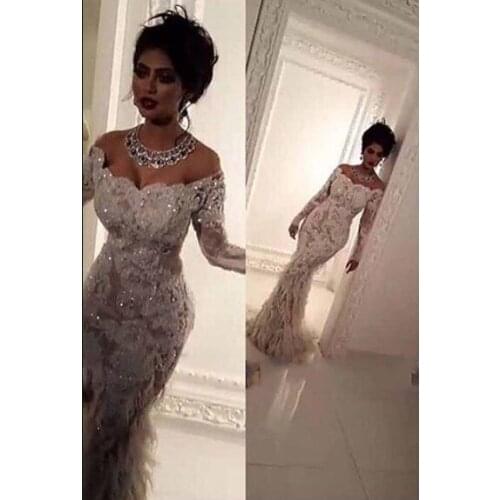 High Quality Vestido De Noiva Fashion Luxury Lace Appliques Bling Bridal Gowns Feathers mermaid wedding dresses Bridal Gowns