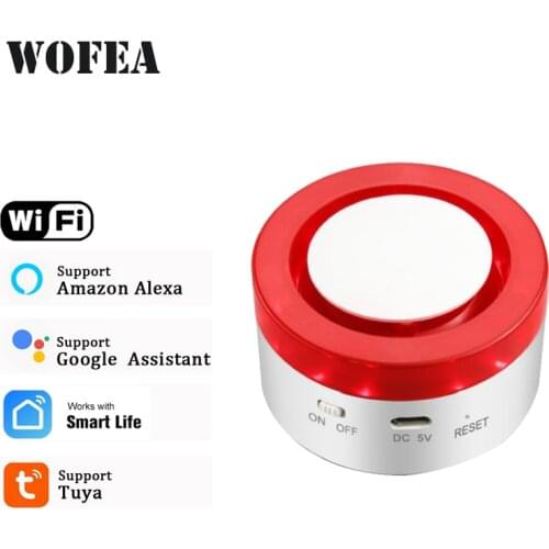 WiFi Smart Strobe Siren Work With Tuya Door Sensor PIR Water Detecter Compatible W Alexa Google Home Tuyasmart Smartlife APP