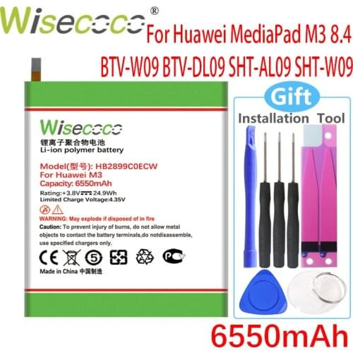 Wisecoco 6550mAh HB2899C0ECW Battery For Huawei MediaPad M3 8.4" BTV-W09 BTV-DL09 SHT-AL09 SHT-W09 Phone