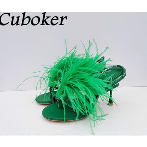 Flat With Furry Women Slippers Brand Designer Slingback Feather Female Slides Summer Runway Sweet Shoes Dress Slippers Women