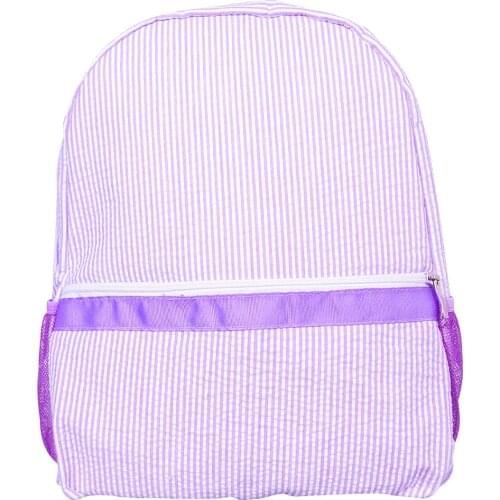 10pcs Seersucker Children School Backpacks Monogrammed Lightweight Book Bags With Double Zippers And Mesh Side Pockets