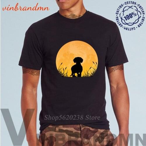 101 Novelty dusk Dachshunds Dog T-Shirt Summer Fashion men sunset T Shirt Funny Animal Print Tops Female Casual Tees Harajuku