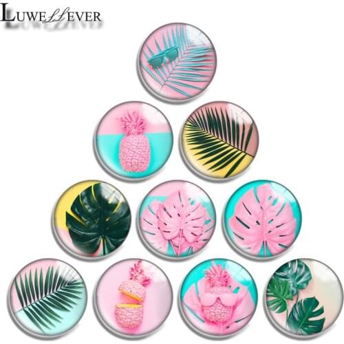 14mm 12mm 16mm 20mm 25mm 30mm 697 Pineapple Mix Round Glass Cabochon Jewelry Finding 18mm Snap Button Charm Bracelet