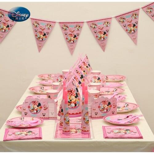 189pcs Party Supplies for 12 kids Minnie Mouse Birthday Party Decoration Tableware Set Girls Princess Party Decoration