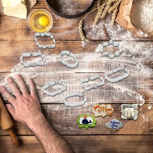 8PC Stainless Steel Mold Sugar Pasty Cake Cookies Baking Cutter Mold Cookie Cutter Biscuit Press Stamp Embosser DIY Baking Mould